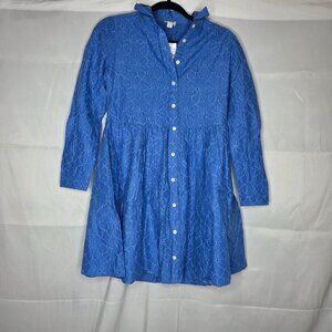 J. Crew Factory Eyelet Mini Shirtdress Dress Blue Size 0